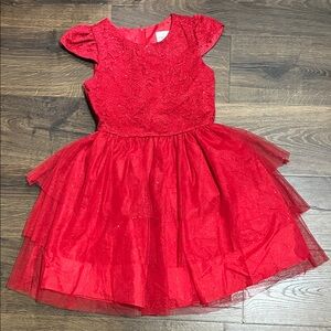 Red Lace Tulle Dress Girls 10/12